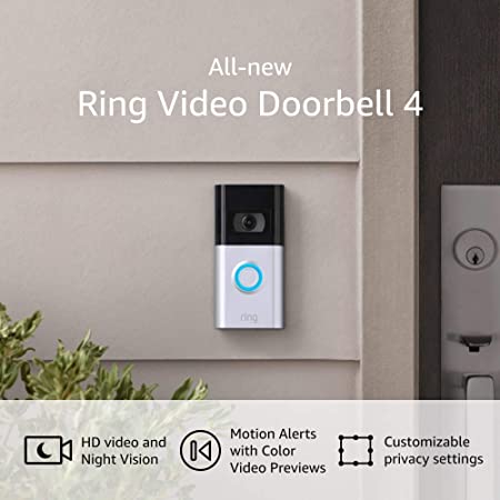 All-new Ring Video Doorbell 4 – improved 4-second color video previews plus easy installation, and enhanced wifi – 2021 release