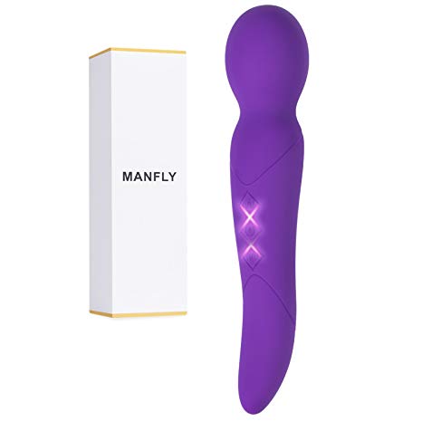 Cordless Wand Massager with 10 Powerful Speeds, MANFLY 100% Waterproof Rechargeable Handheld Body Massager, Purple