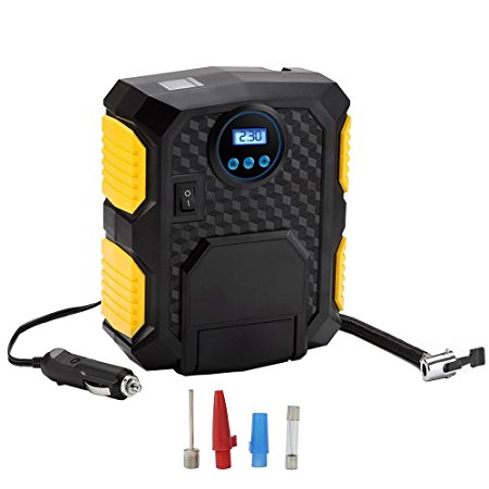 ZFLIN Rapid Performance Tire Inflator, Auto Portable Electric Tyre Air Compressor, Trucks, Bicycles, RVs and Basketballs (12V DC) … (Digital Display)