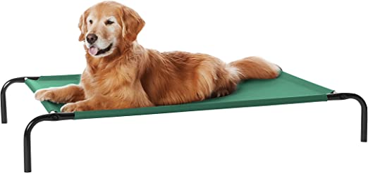 AmazonBasics Large Elevated Cooling Pet Dog Cot Bed - 51 x 31 x 8 Inches, Green