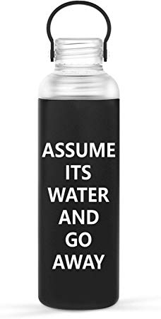 Artoid Mode 17oz Motivational Leak-Proof Borosilicate Glass Water Bottle, Non-Slip Silicone Sleeve BPA Free