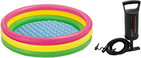 Intex Air Baloon Pump and Intex - 57422 Sunset Glow Baby Pool (Multicolor)