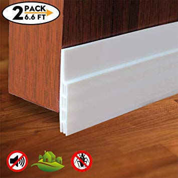 Energy Saver Self Adhesive Strong Under Door Silicone Sweep WeatherStripping Weatherproof Door Bottom Seal Strip ((2 Pack White)2" Width x 39" Length)