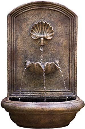 The Napoli Outdoor Wall Fountain - Florentine Stone Finish - Water Feature for Garden, Patio and Landscape Enhancement