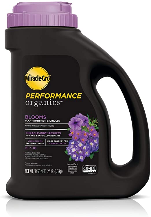 Miracle-Gro Performance Organics Blooms Plant Nutrition Granules - Plant Food with Natural & Organic Ingredients, for Flowering Plants, 2.5 lbs.