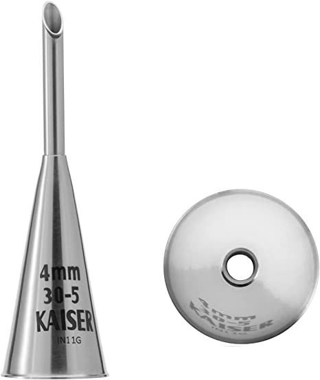 KAISER Professional Decoration Centre Filling Nozzle 4 mm Perfect Professional Quality from Stainless Steel No Edge or Seam with Printed Size Specifications