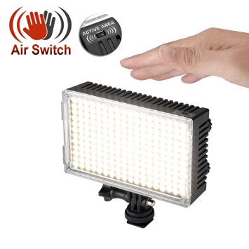Pergear A216C AIR SWITCH Sensor LED Video Light Panel Dimmable Bi-Color On-Camera Led Light with Ultra High Light Intensity for DSLR/Camcorder/Tripod/Selfie Stick (Light Only)
