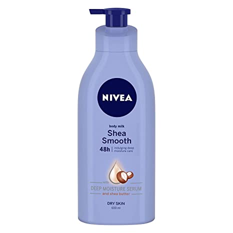 Nivea Body Lotion for Dry Skin, Shea Smooth, with Shea Butter, For Men & Women, 600 ml, Transparent