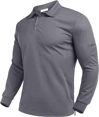 Deyeek Men's Polo Shirts Long Sleeve Golf Polo Shirts for Men Quick Dry UPF 50  Sun Protection Polos Casual Collared Shirts