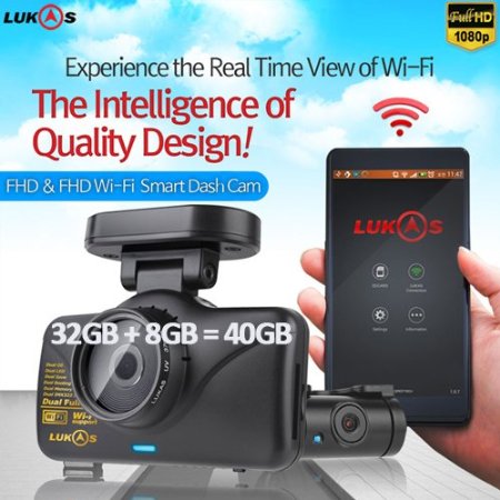Lukas Lk-7950 WD FHD & FHD Wi-Fi Smart 2ch Dash Cam with GPS (32GB 8GB=40GB)
