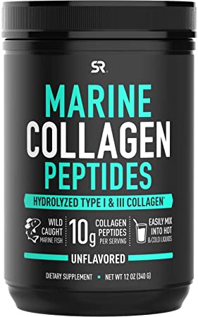 Sports Research Marine Collagen Peptides Hydrolyzed Type I and III Collagen Unflavored Dietary Supplement 340 g 12 oz