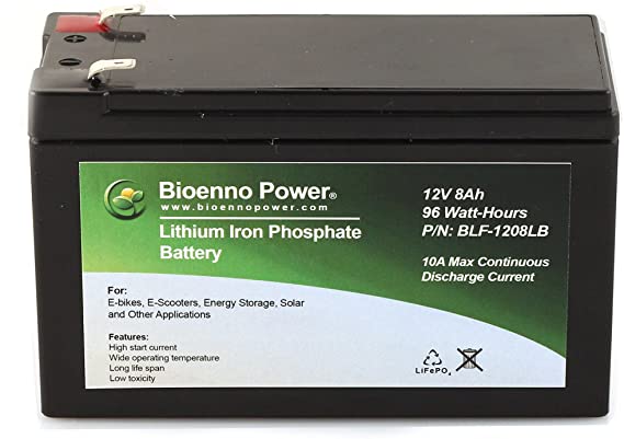 Bioenno Power BLF-1208LB-K 12V, 8Ah LFP LiFePO4 Lithium Iron Phosphate Battery