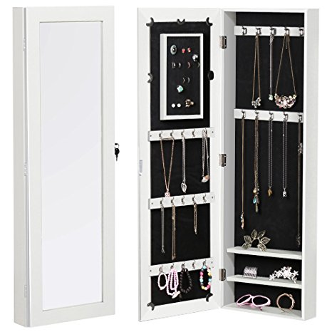go2buy Jewelry Mirror Armoire Wall Mount Organizer Cabinet Storage (White)