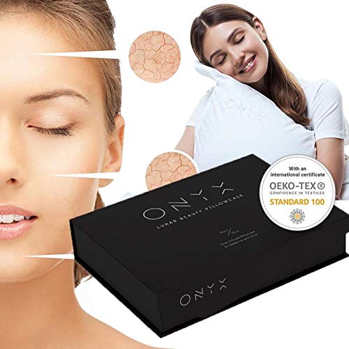 Onyx Silver Anti-Aging Pillowcase - Reduce Wrinkles & Blemishes with Active Silver Ions - Treating Migraine & Snoring - Antibacterial Organic Pillow - 100% Egyptian Cotton