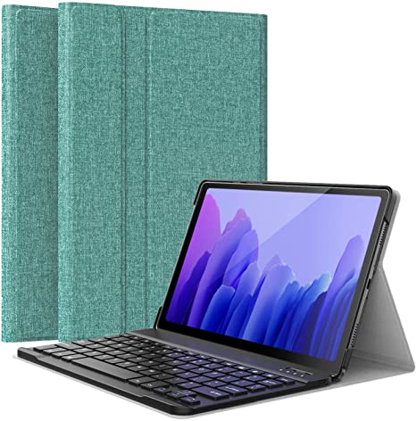 MoKo Keyboard Case Compatible with Samsung Galaxy Tab A7 2020, PU Tablet Cover Shell Case with Removable Wireless Keyboard Fit Galaxy Tab A7 2020 10.4 Inch Model (SM-T500/505/507), Green