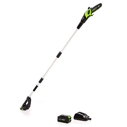 Greenworks 8-Inch 40V Cordless Pole Saw, 3Ah Battery, CS-80-XR