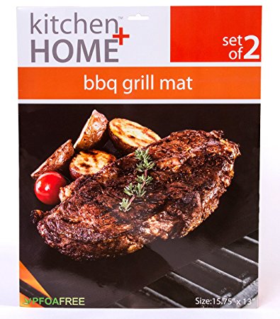 Kitchen   Home 15.75x13-Inch Non-stick, Extra Thick, Reusable BBQ Grill Mats (Set of  4)