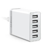 ZILU 40w 5-Port USB Charging Station Multi-Port USB Charger Desktop Hub for iPhone 6s  6  6 Plus iPad Air 2  mini 3 Galaxy S6  Edge  Plus Note 5 and More White
