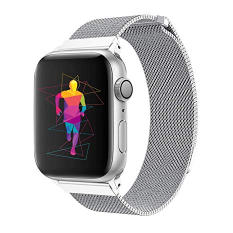 INTENY Band Compatible with Apple Watch 38mm 40mm 42mm 44mm, Milanese Sport Loop, Stainless Steel Mesh Strap, Compatible with iWatch Series4 Series 3, Series 2, Series 1