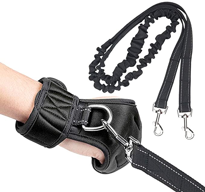 Running Leash Hands, Dog Traction Leash, Explosion-Proof Dog Leash, Hands Free Dog Leash with 2 Hook and Glove Set for Small Medium and Large Dogs for Running, Training & Walking
