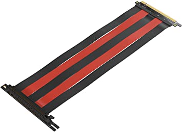 LINKUP {30 cm} PCIE 3.0 16x Shielded Twin-axial Riser Cable Premium PCI Express Port Extension Card | Universal 90 Degree Socket - Black&Red