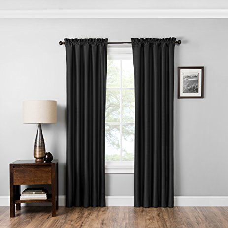 Eclipse 15936042X095BLK Mile 42-Inch by 95-Inch Thermaback Single Window Curtain Panel, Black