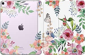 MoKo for iPad Air 13 inch Case M2 2024, iPad Air 13 Case with Soft Translucent Frosted TPU Back Cover, Slim Smart Folio Protective iPad Air 13" Case, iPad Air 13 inch Cover,Fragrant Flowers