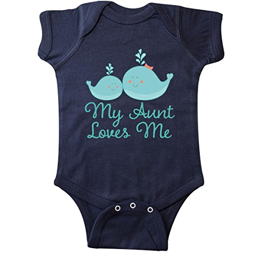 Inktastic Unisex Baby My Aunt Loves Me whales Infant Creeper