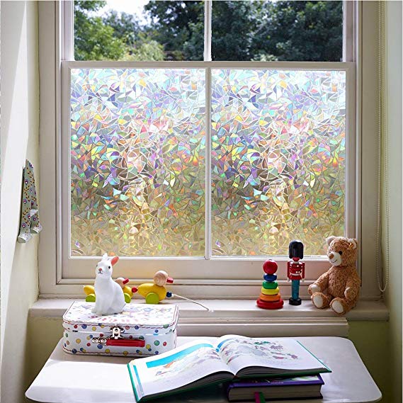 Maggift 3D Window Films Privacy Film Static Decorative Film, Non-Adhesive, Heat Control & Anti UV, 17.7in. by 78.7in. (Rainbow)
