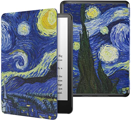 MoKo Case for 6.8" Kindle Paperwhite (11th Generation-2021) and Kindle Paperwhite Signature Edition, Light Shell Cover with Auto Wake/Sleep for Kindle Paperwhite 2021 E-Reader, Starry Night Blue