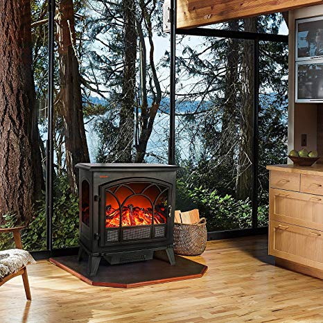 TACKLIFE Electric Fireplace Heater, 25 Inch Dual Temperature Control 750 W / 1500W Electric Fireplace, Portable Indoor Space Heater, with 3-D Flame Effect, CSA Certification, Indoor Companion