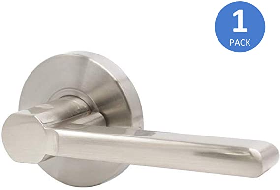 Knobonly Single Side Handle Brushed Nickel Finish Dummy Lever Pull/Push Function for Closet Non-Locking 1 Pack