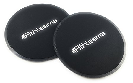 Athleema Dual Sided Gliding Disc Core Sliders Set of 2. Abdominal and Total Body Workout Equipment Suitable for Carpet or Hardwood Floors