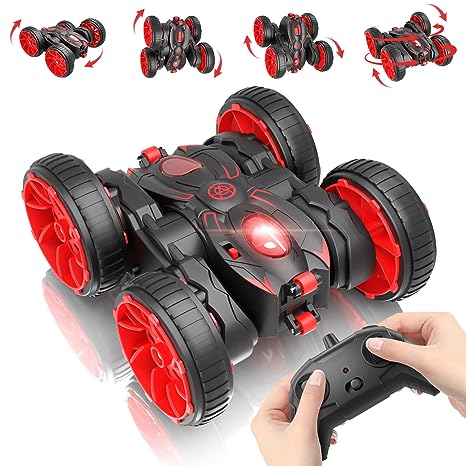 MaxTronic Remote Control Car, RC Stunt Car 2.4Ghz 8 Mph High Speed All Terrain Off Road 4WDDouble Sided 360° Rotation & Flips Car Toy for 3-12 Years Old Boys & Girls