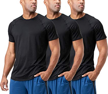 DEVOPS Men's 3 Pack Cool Chain Sports Active Hyper-Dry Workout Short Sleeve T-Shirts