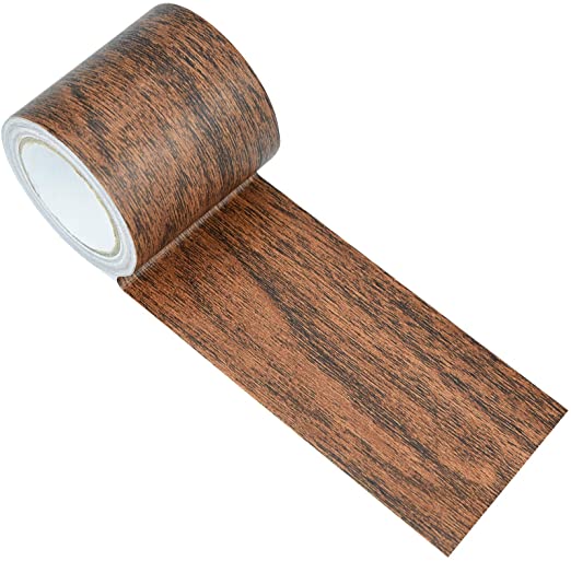 Repair Tape Patch Wood Textured Adhesive, Marrywindix 1 Roll 15 Feet Wood Grain High Adhesive Repair Tape for Furniture Floor Beautification and Home Decoration (Dark Brown Oak Grain)