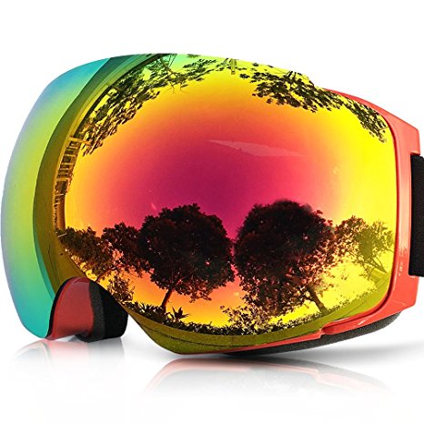 ZIONOR Lagopus X4 Ski Snowboard Goggles Anti-fog Magnet Lens-swapping Tech 100% UV400 Protection Smooth Air-flow Panoramic View Adjustable Strap for Skiing Snowboarding Unisex