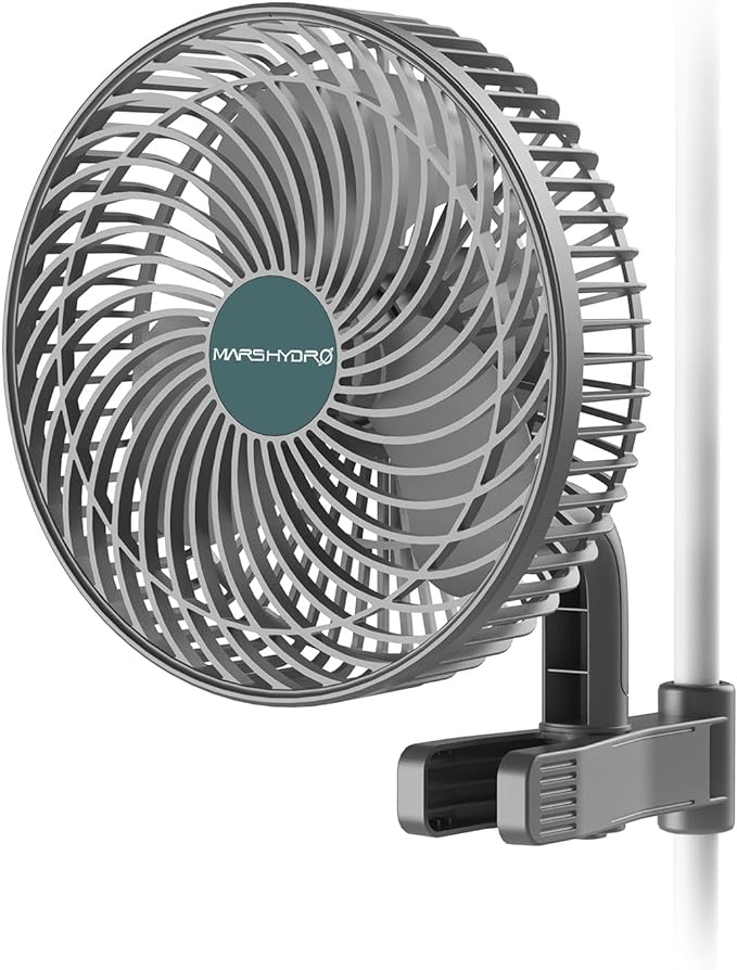 Mars Hydro 6 Inch Clip-On Fan for Grow Tents, Powerful Oscillating Clip Fan with 10w Low Noise for Hydroponic Plants, Hydroponic Ventilation Circulation(Upgraded Version)