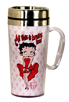 Betty Boop Brains Insulated Travel Mug, White