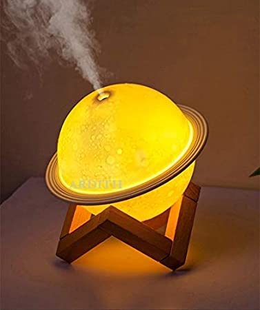 Ardith 2 in 1 Moon Planet Night Light for Living Room Bedroom Table Desk Oil Diffuser Aroma Air Humidifier with Led Night Light,Babies, humidifiers for Home- Colorful Change for Car and Room