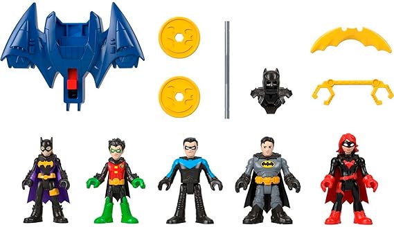 Fisher-Price Imaginext DC Super Friends Batman Toys Family Multipack Figure Set with 5 Characters & 7 Accessories for Ages 3  Years