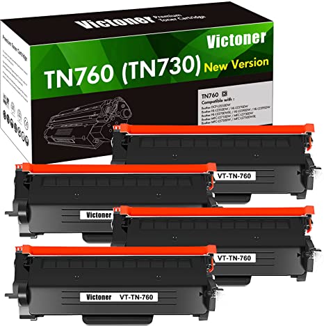 VICTONER Compatible Toner Cartridge Replacement for Brother TN760 TN-760 TN 760 TN730 TN-730 for MFC-L2710DW MFC-L2750DW HL-L2395DW HL-L2370DW HL-L2390DW Printer New Version (4PK Toner TN-730/TN-760)