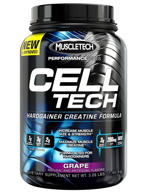MuscleTech Cell Tech, Hardgainer Creatine Formula, Grape, 3.09 lbs (1.4kg)