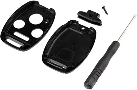 CUTTING NOT REQUIRED - Key Fob Keyless Entry Remote Shell Case & Pad fits Honda 2003-2012 Accord / 2006-2013 Civic EX / 2009-2015 Pilot /2005-2006 CR-V