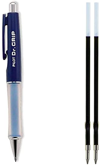 Ballpoint Retractable Pen (Blue) and Ballpoint Ink Refills for Retractable Pens (Blue, 2-Pack)