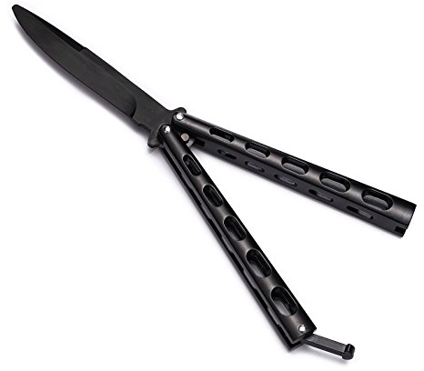 Practice Butterfly Knife Trainer Training Comb Dull Blade Black