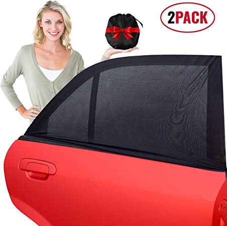 barucci Car Side Window Sunshades - 2 Pack. Universal Sock Shade to Protect Baby, Kids, Pets and Passengers in The Back Seat from Harmful UV Rays and Heat. for a Cooler Car. Easy to Install