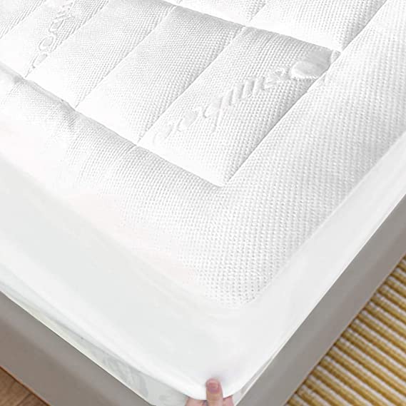 ENITYA Bamboo Mattress Pad Twin XL Size Quilted Fitted Pillow Top Mattress Cover Mattress Topper Stretches up to 21 Inches Deep