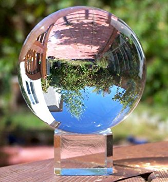 Amlong Crystal Clear Meditation Crystal Ball 3 inch (80mm) for Photography, With Free Stand