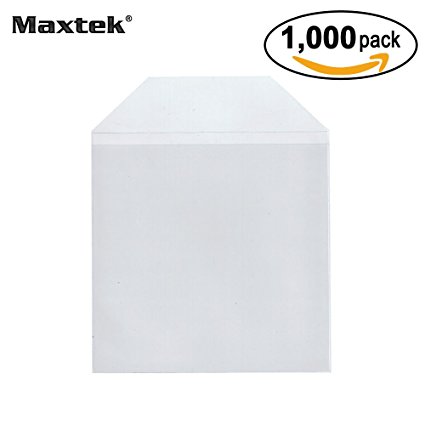 Maxtek 1,000 Pieces Clear Transparent CPP Plastic CD DVD Sleeves Envelope Holder, 100 micron thickness.